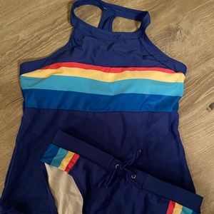 Multi Stripe Color Tankini Set Sz Med